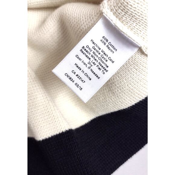 Talbots women's striped zipper front sweater medium cotton rayon - Picture 10 of 13